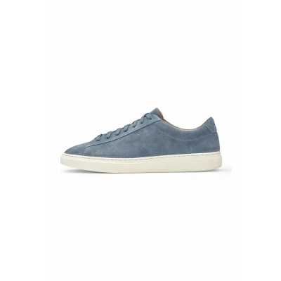 Afbeelding van HUGO BOSS heren Kieran sneaker van suède met logo in de kleur Staalblauw, maat: 44