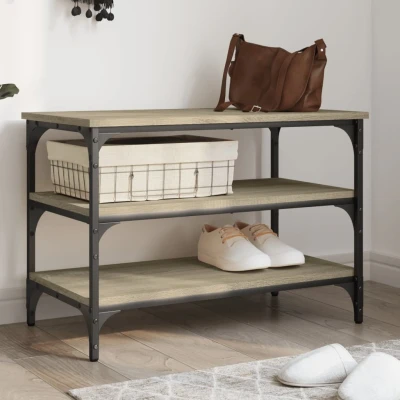 Afbeelding van Schoenenbankje 70x38,5x49 cm bewerkt hout sonoma eikenkleurig