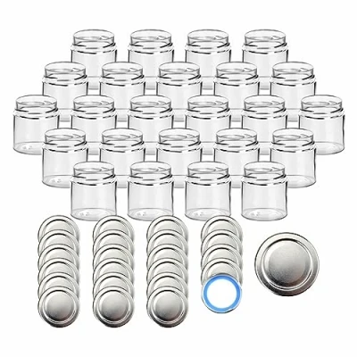 Afbeelding van gouveo 48 stuks voorraadpotten 220 ml klassiek met schroefdeksel zilver BS schroefsluiting jampotten,
