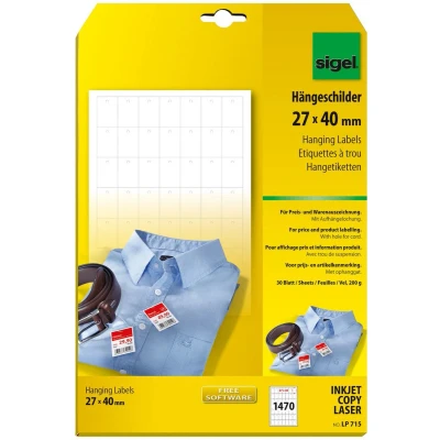 Afbeelding van Sigel Hangetiket 27x40mm 200g 1470 stuks voor prijskaartjes