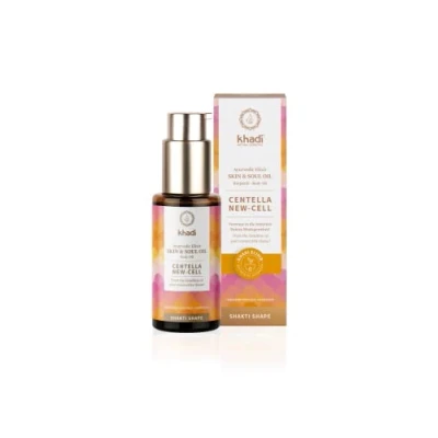 Afbeelding van khadi CENTELLA NEW CELL Ayurvedische elixer lichaamsolie, verstevigende olie voor huidweefsel: verfijnt, vernieuwt en bevordert de elasticiteit, 100% natuurlijk veganistisch, natuurlijke cosmetica,