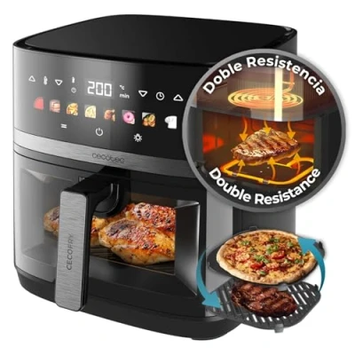 Afbeelding van Cecotec Luchtfriteuse, 8 liter, Air Fryer Cecofry&amp;Grill Duoheat 8000, 2200 W, dubbele weerstand, dieet en digitaal, venster, instelbare temperatuur 80 200 C, menu&#039;s