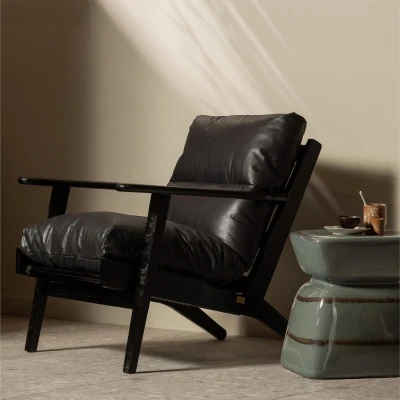 Afbeelding van Houston fauteuil leer zwart