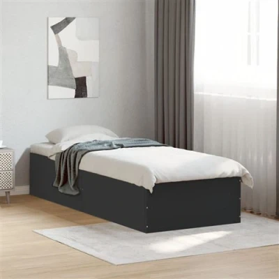 Afbeelding van vidaXL Bedframe bewerkt hout zwart 90x200 cm