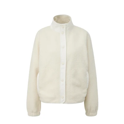 Afbeelding van QS Fleecejas, Dames, Maat: Medium, Creme