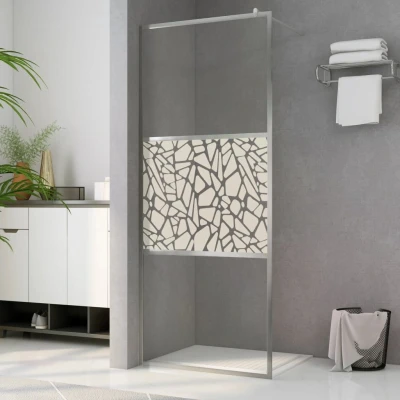 Afbeelding van Inloopdouchewand met stenenmotief 90x195 cm ESG glas