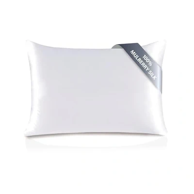 Afbeelding van townssilk Kussensloop van 100% pure moerbeizijde aan beide zijden, 19 mm, voor haar en huid, 60 x cm, met verborgen ritssluiting, wit