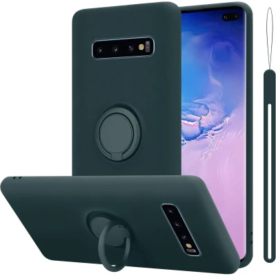 Afbeelding van Cadorabo Hoesje geschikt voor Samsung Galaxy S10 4G in LIQUID GROEN Beschermhoes van flexibel TPU silicone Case Cover met ring