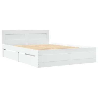Image de vidaXL Cadre de lit avec tête blanc 140x190cm bois d&#039;ingénierie