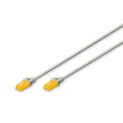 Image de DIGITUS Slim Cordon de raccordement RJ 45 (M) pour 2 m UTP CAT 6a sans halogène, moulé, crochet gris