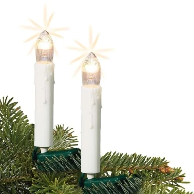 Afbeelding van hellum 613018 Kerstboomlichtketting met clip, 30 lampen, verlichte lengte 11,6 m, groene kabel 1,5 witte staaf, voor binnen stekker &lt; 59 lm