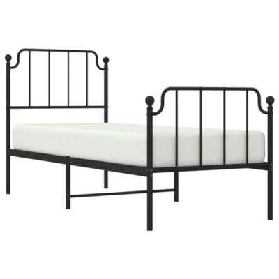 Afbeelding van Bedframe met hoofd en voeteneindemetaal zwart 75x190 cm