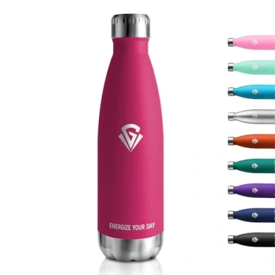 Image de Gourde Isotherme 500ml, Inox Réutilisable, Bouteille sans BPA, Anti Fuite, en Acier Inoxydable Double Paroi, Métal pour Enfant, Bureau, Sport, Yoga, École, Outdoor
