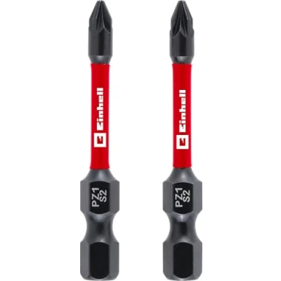 Afbeelding van Einhell Set van 2 slagbits PZ1 (S2 staal, torsiezone, efficiënte krachtoverbrenging, rode ring, schacht C 6.3)