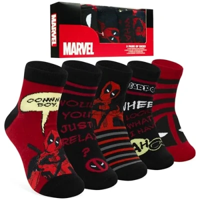 Afbeelding van Marvel Lage herensokken, zacht en ademend, katoen, 5 stuks, zwart/deadpool rood