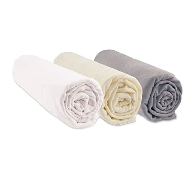 Image de Lot de 3 draps housse Coton Bio 60x120 Noisette blanc écru