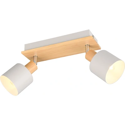 Afbeelding van Trio Leuchten wandspot SHANTI 862700276, metaal warm grijs, natuurlijk hout, excl. 1x E14