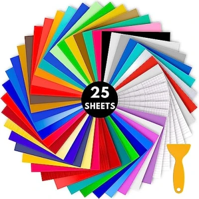Afbeelding van NimNik Vinyl voor Cricut 25 stuks permanente vinylvellen 23 + 2 transferbanden vinylsnijmachine