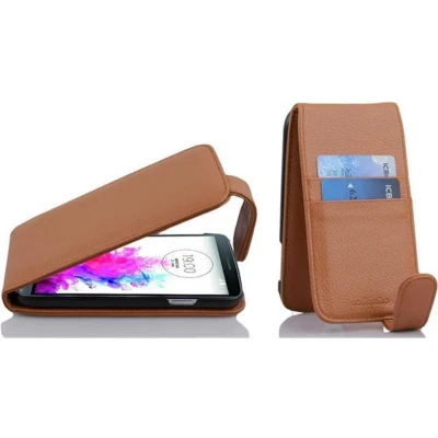 Afbeelding van Cadorabo Hoesje geschikt voor LG G3 in COGNAC BRUIN Beschermhoes flip design Case Cover van getextureerd imitatieleer