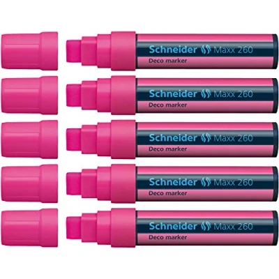 Afbeelding van krijtmarker Schneider Maxx 260 fluorroze doos met 5 stuks