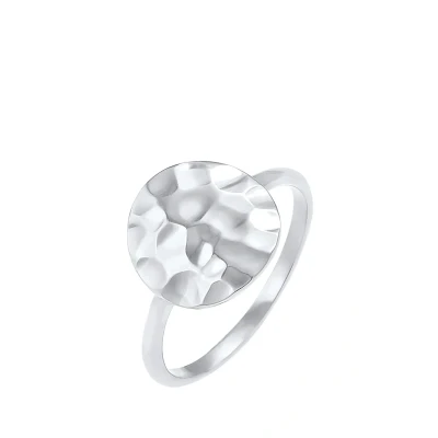 Afbeelding van Elli Ring Dames Bloedplaatje gehamerd Trend in 925 Sterling Zilver Goud Geplaatst