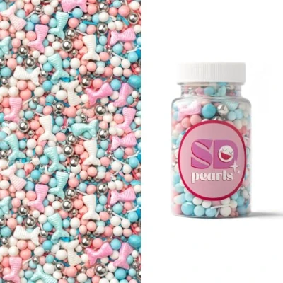 Afbeelding van SD Pearls Assortiment de sucres Princesse et Fashion Rose, bleu clair argenté Décoration à disperser pour anniversaire fille, thème sirène desserts glamour (mélange « rêves