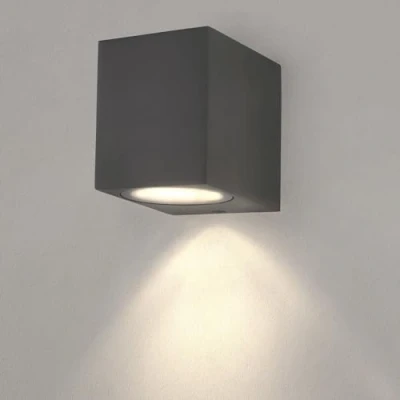 Afbeelding van Ledvion Wandlamp, LED Lamp, Buitenlamp, Buitenverlichting, Tuinverlichting, Gevel Verlichting, Cube Antraciete GU10 Spot