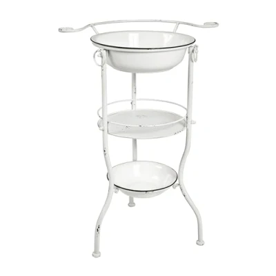 Afbeelding van HAKU Möbel Antieke Witte Vijverplank, Metaal Dim.: L 56 cm x H 85 D 40 cm, Stijl: Industrieel