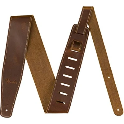 Image de Fender Sangle Broken In Leather havane guitare