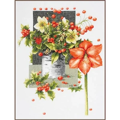 Afbeelding van Borduurpakket Holly Jolly Amaryllis Marjolein Bastin (Lanarte)