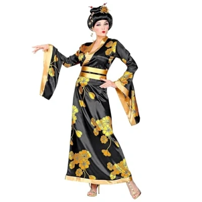 Afbeelding van Widmann Geisha Kostuum Li San Lotus China Vrouw Geel, Zwart Large Carnavalskleding Verkleedkleding