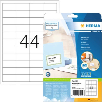 Afbeelding van Etiket HERMA 5051 48.3x25.4mm premium wit 1100stuks