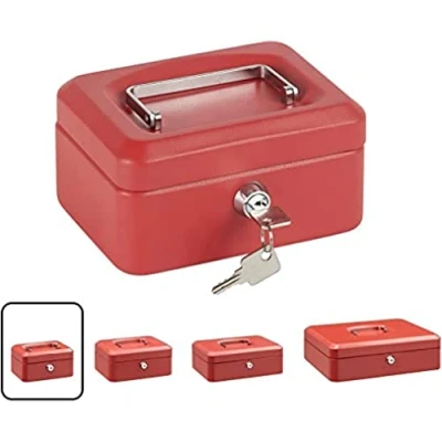 Afbeelding van ARREGUI C9214 Elegant geldcassette van staal, 15 cm lang, met multifunctioneel dienblad, rood, 152 x 80 118 mm
