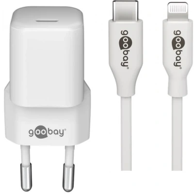 Afbeelding van Goobay Lightning/USB C PD oplaadset (30 W) USB voedingsadapter 30 W inclusief naar Lightning kabel voor bijv. iPhone 12