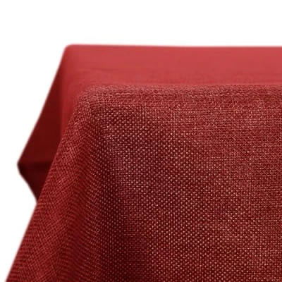 Image de Deconovo Nappe Imperméable Rectangulaire Effet Lin 140x250cm Rouge
