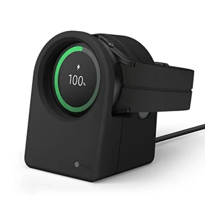Afbeelding van elago GWT3 Oplaadhouder compatibel met Samsung Galaxy Watch 7/7 Ultra, 6/6 Classic, 5/5 Pro [40/43/44/45/47 mm], nachtmodus, kabelmanagement [kabel niet inbegrepen] (zwart)