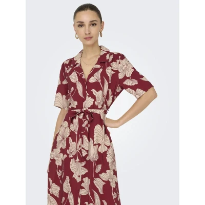Afbeelding van JDY Troya LIFE 2/4 MIDI Shirt DIA Blousejurk, Dames, Maat: Medium, Cabernet