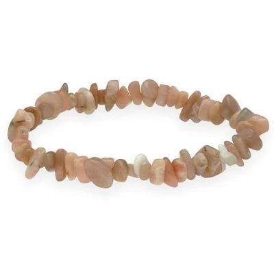 Afbeelding van Lebensquelle Plus Mondstein Armband met sleuf, 10 mm, Steen, maansteen, Maansteen