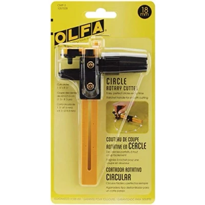 Afbeelding van OLFA (CMP 3) 18 mm cirkelsnijder, verstelbaar roterend mes met ratelgreep voor het snijden van perfecte cirkels, knutselen, naaien, quilten, reservemes: RB18 2