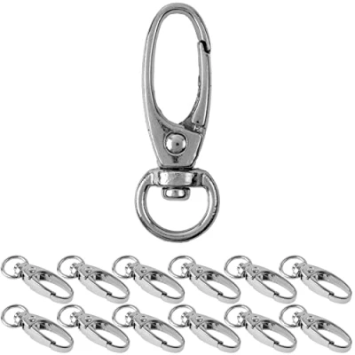 Afbeelding van 12 stuks karabijnhaken met draaisluiting, 10 mm D ring karabijnhaak, karabijnzakken 360 graden draaibare ring, metalen riemgesp haak om te knutselen, draagriem