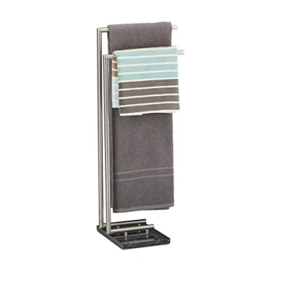 Afbeelding van Relaxdays handdoekrek 2 stangen handdoekhouder staand handdoekenrek staal