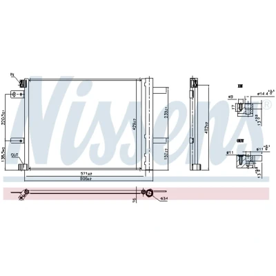 Afbeelding van NISSENS 941090 Condensor Airco Met droger Aluminium 606 R 134a CITROËN: C4 Grand Picasso 2, Berlingo, PEUGEOT: Partner III Van, 5008 II