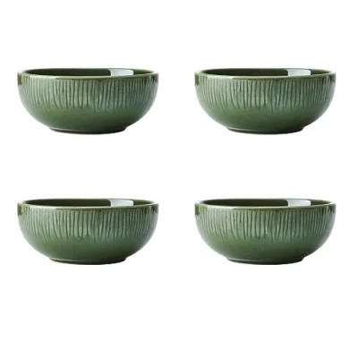 Afbeelding van Mikasa Jardin Set van 4 mueslikommen aardewerk voor personen, groen, 15 cm, geschenkdoos, vaatwasmachinebestendig