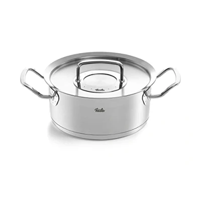 Afbeelding van Fissler Originele Profi Collection roestvrijstalen kookpan met metalen deksel, inductiekookpan, diameter 20 cm, 2,6 liter, zilverkleurig