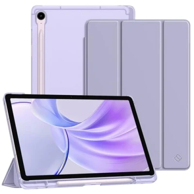 Afbeelding van FINTIE beschermhoes voor Samsung Galaxy Tab S9 FE 10,9 inch/Tab 11 inch 2023 met S penhouder, dun, licht, retro mat, transparant, automatische wekker/slaap, lila paars