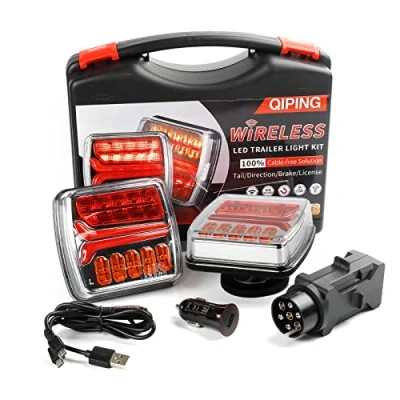 Afbeelding van Qiping Aanhangwagenlichtplaat, draadloos, magnetisch, 12 V, 24 voor auto, vrachtwagen, caravan, camper, oplaadbaar, waterdicht, E9 10R 05 goedgekeurd