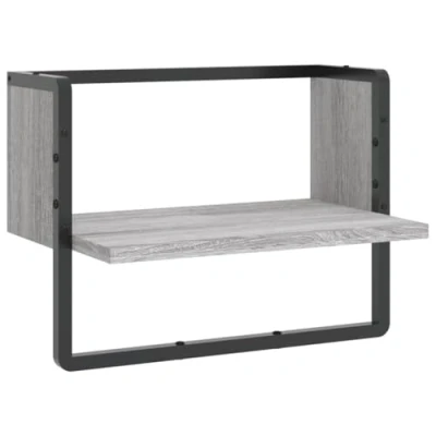 Afbeelding van Wandschap met stang 40x25x30 cm grijs sonoma eikenkleurig