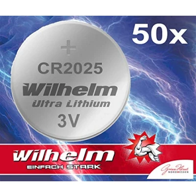 Afbeelding van Wilhelm 50 stuks CR2025 lithiumknoopcellen 3 V CR 2025 industrieel product