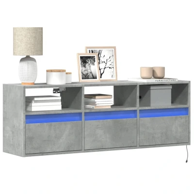 Afbeelding van vidaXL Tv wandmeubel met LED verlichting 130x31x45 cm betongrijs