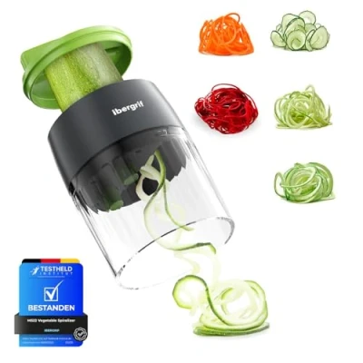 Image de Ibergrif M522 Spiraliseur de légumes, spaghettis courgettes outil mis à jour manuel taille sans BPA, lavable au lave vaisselle, 4 en 1 spaghetti pour courgette